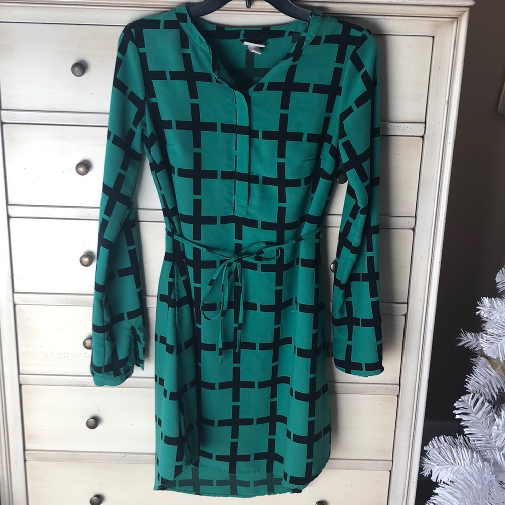 + pattern Merona Green dress